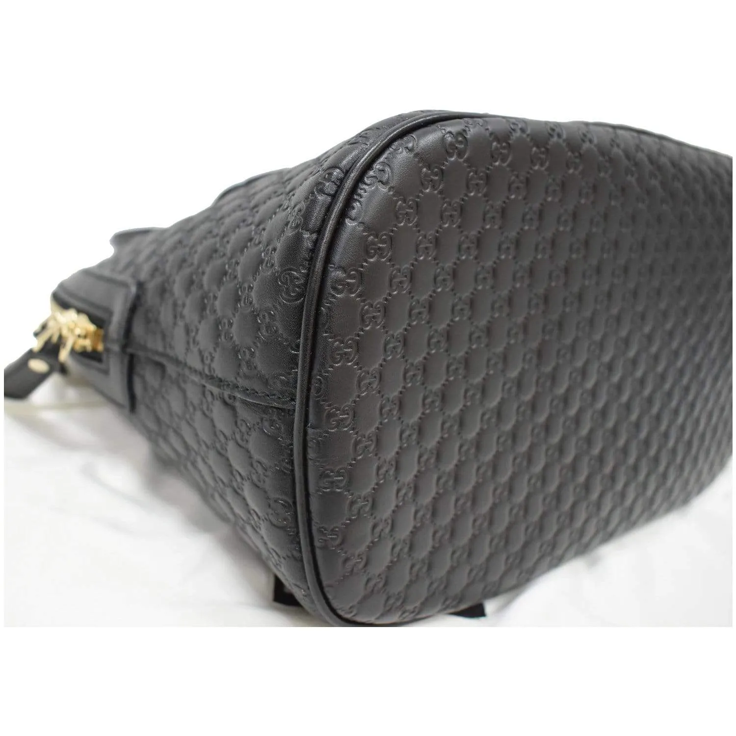GUCCI Dome Medium Microguccissima Leather Shoulder Bag Black 449663
