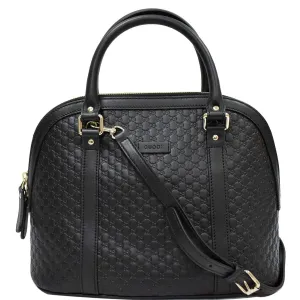 GUCCI Dome Medium Microguccissima Leather Shoulder Bag Black 449663