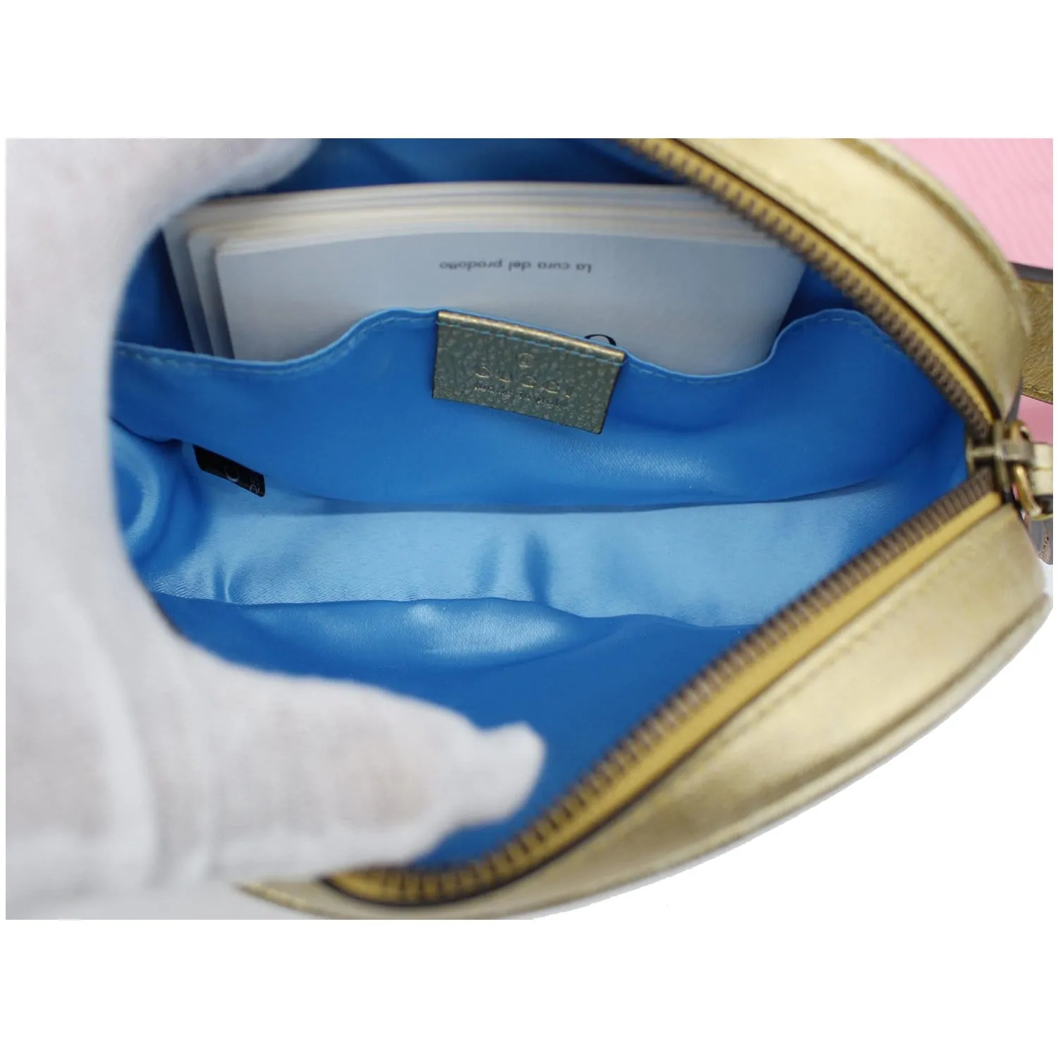 GUCCI GG Marmont Matelasse Metallic Calfskin Leather Belt Bag Gold Pink 476434 - 10% OFF