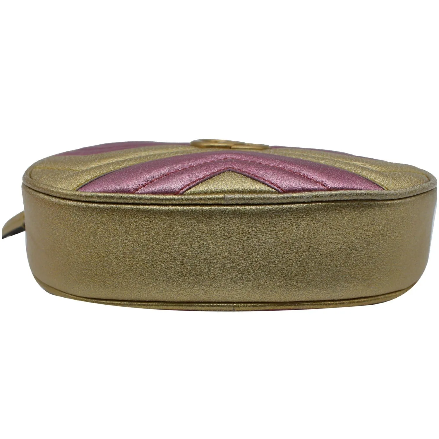 GUCCI GG Marmont Matelasse Metallic Calfskin Leather Belt Bag Gold Pink 476434 - 10% OFF