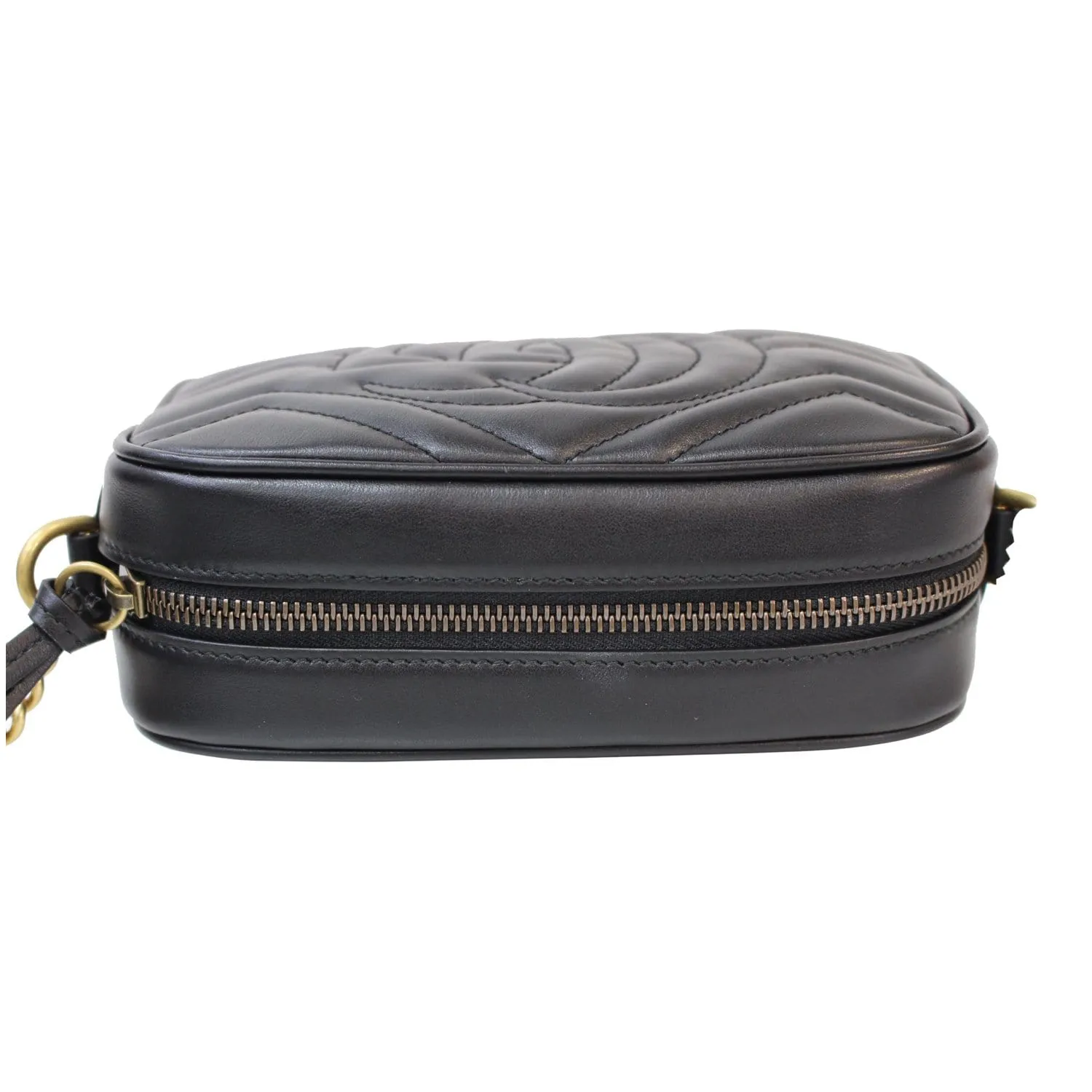 GUCCI GG Marmont Matelasse Mini Leather Crossbody Bag Black 448065