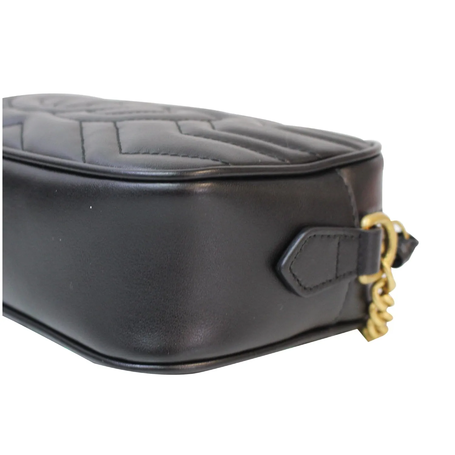 GUCCI GG Marmont Matelasse Mini Leather Crossbody Bag Black 448065