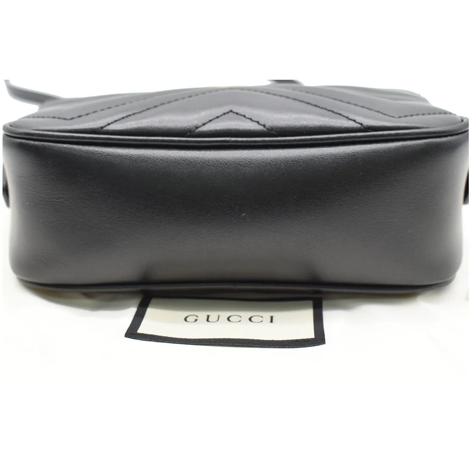 GUCCI GG Marmont Matelasse Mini Leather Crossbody Bag Black 448065