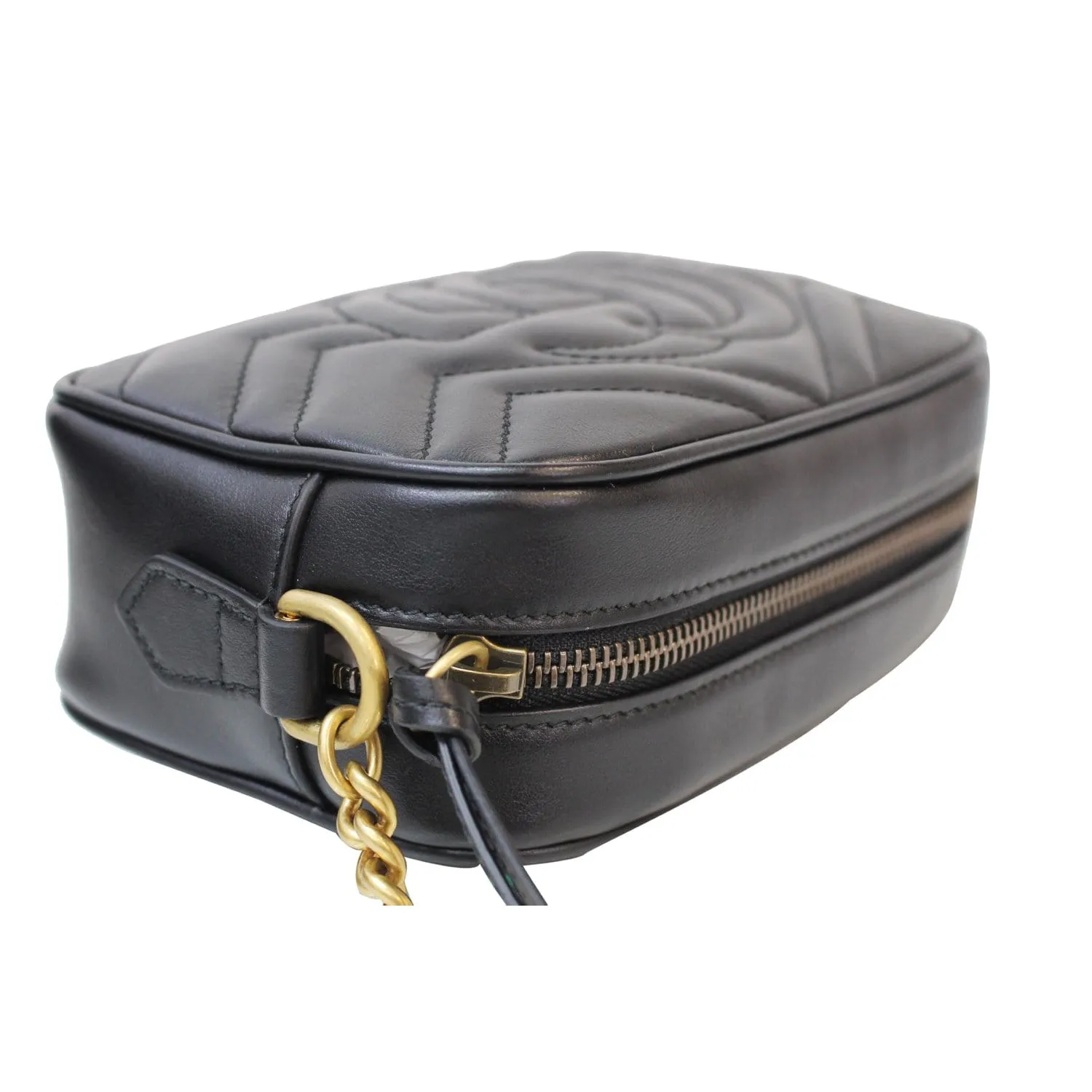 GUCCI GG Marmont Matelasse Mini Leather Crossbody Bag Black 448065