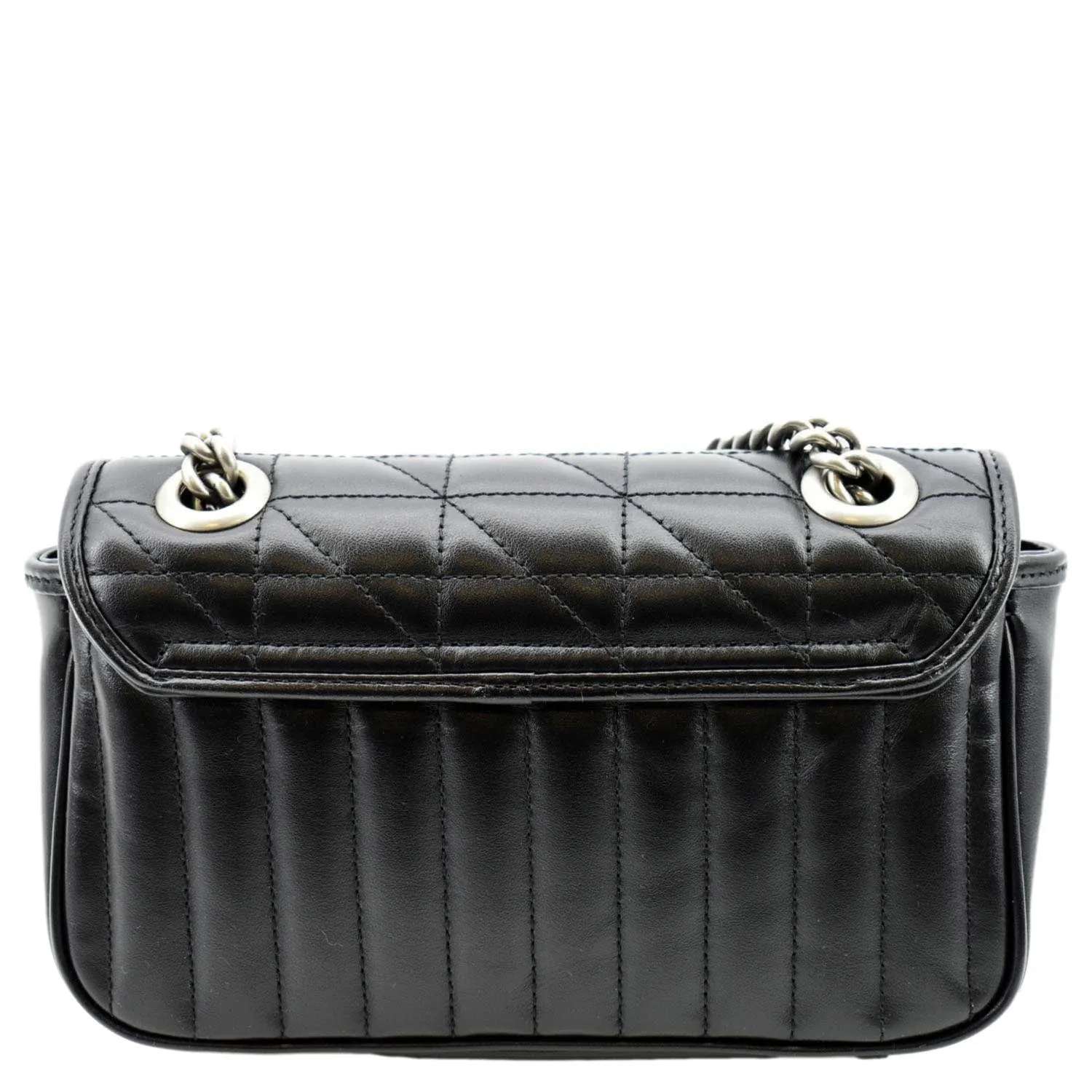 GUCCI GG Marmont Mini Leather Shoulder Bag Black 446744