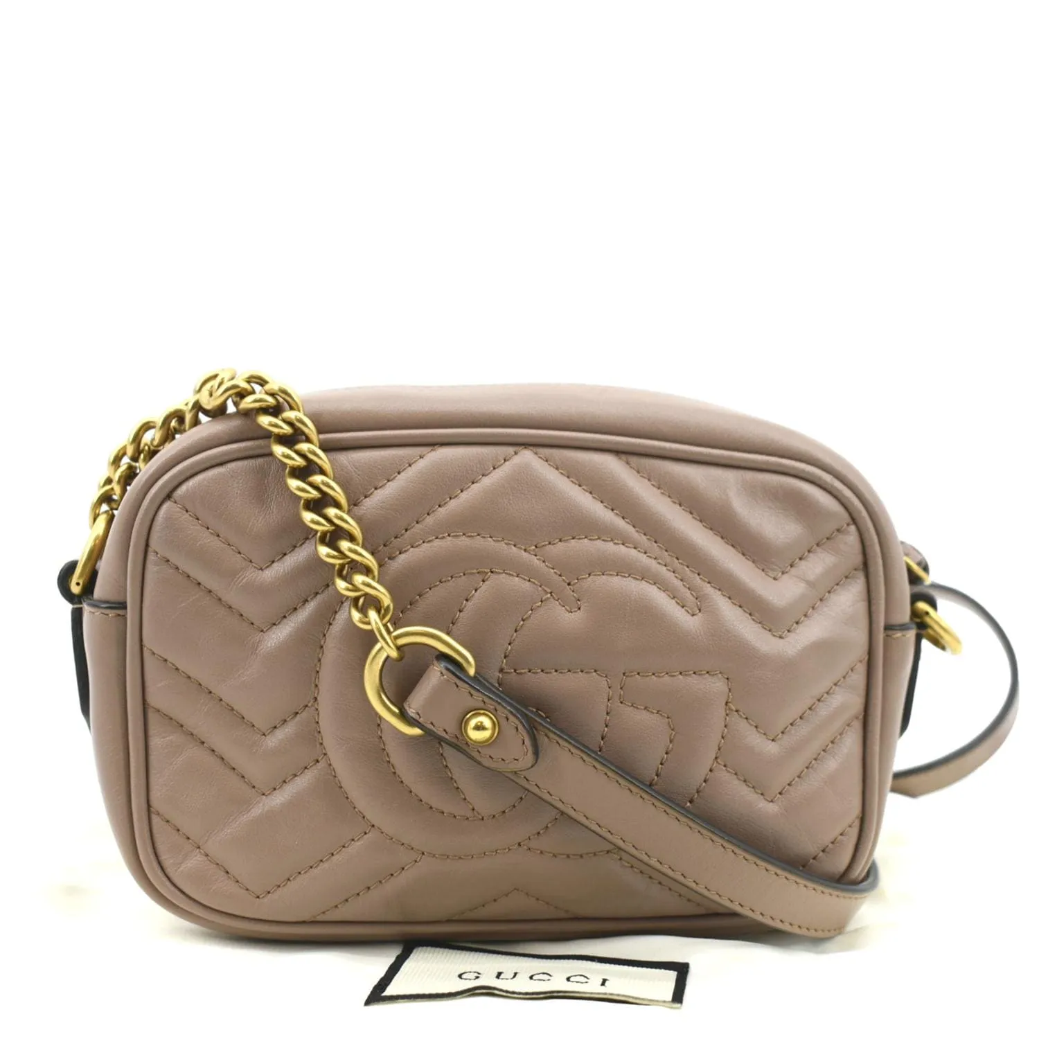 GUCCI GG Marmont Mini Matelasse Leather Crossbody Bag Dusty Pink 448065