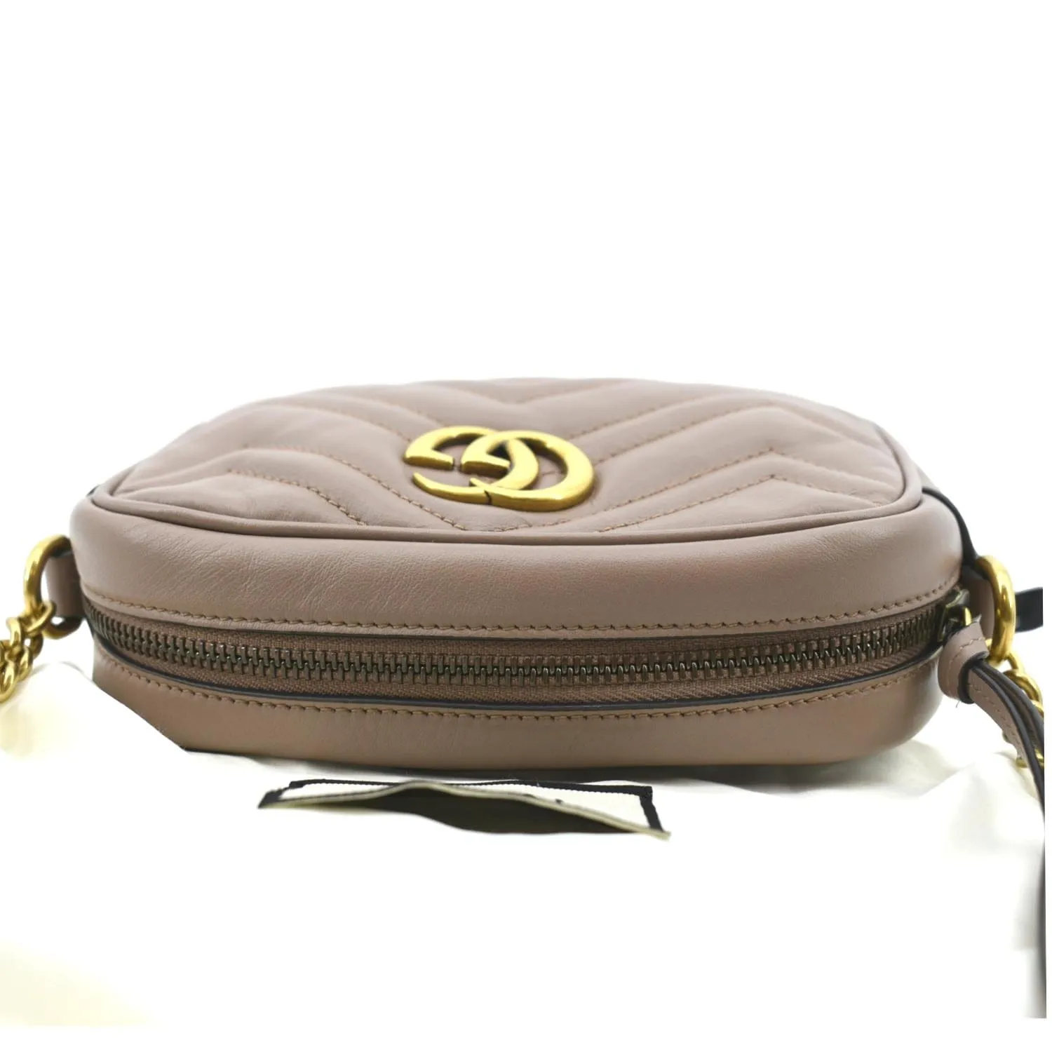 GUCCI GG Marmont Mini Matelasse Leather Crossbody Bag Dusty Pink 448065