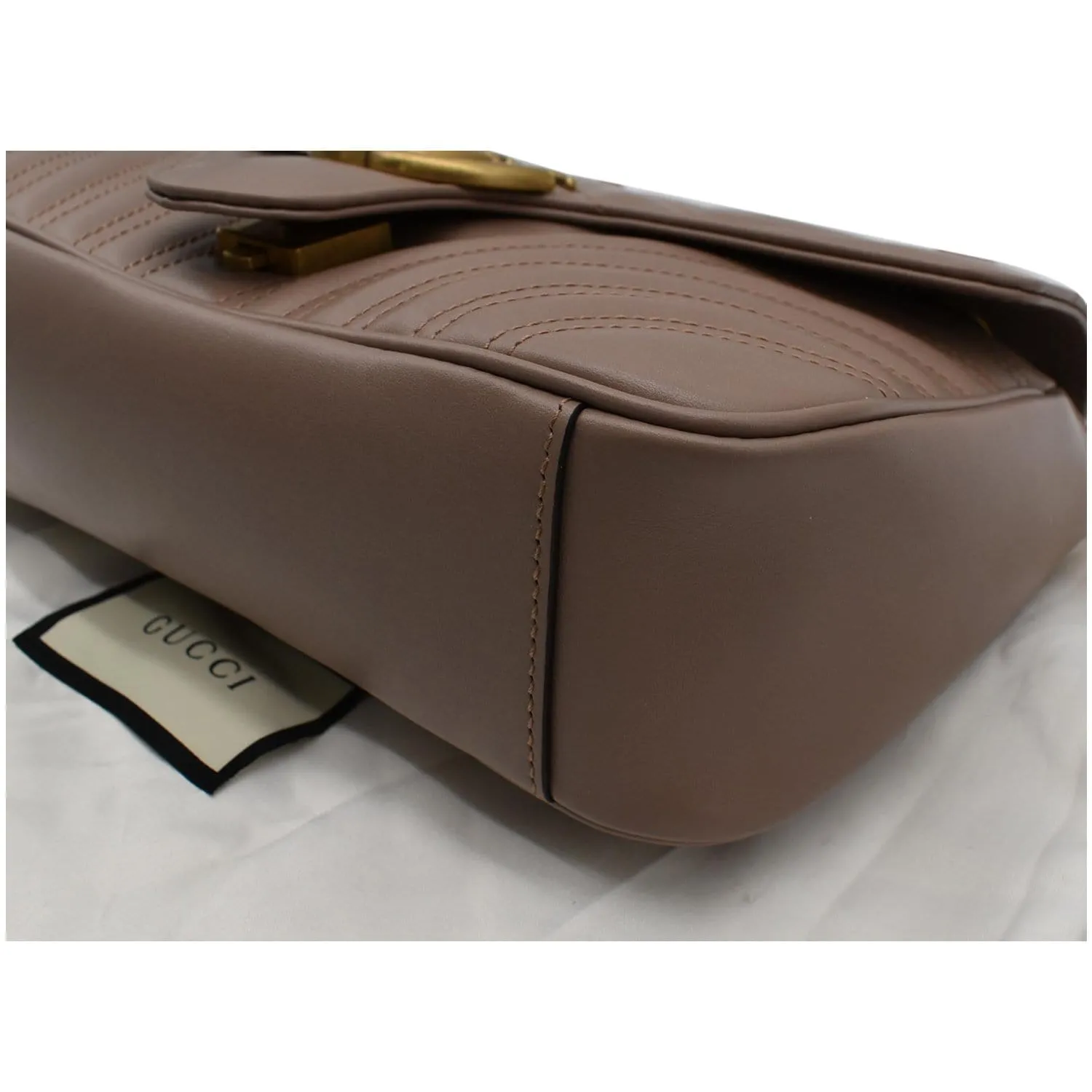 GUCCI GG Marmont Small Matelasse Leather Crossbody Bag Nude 443497