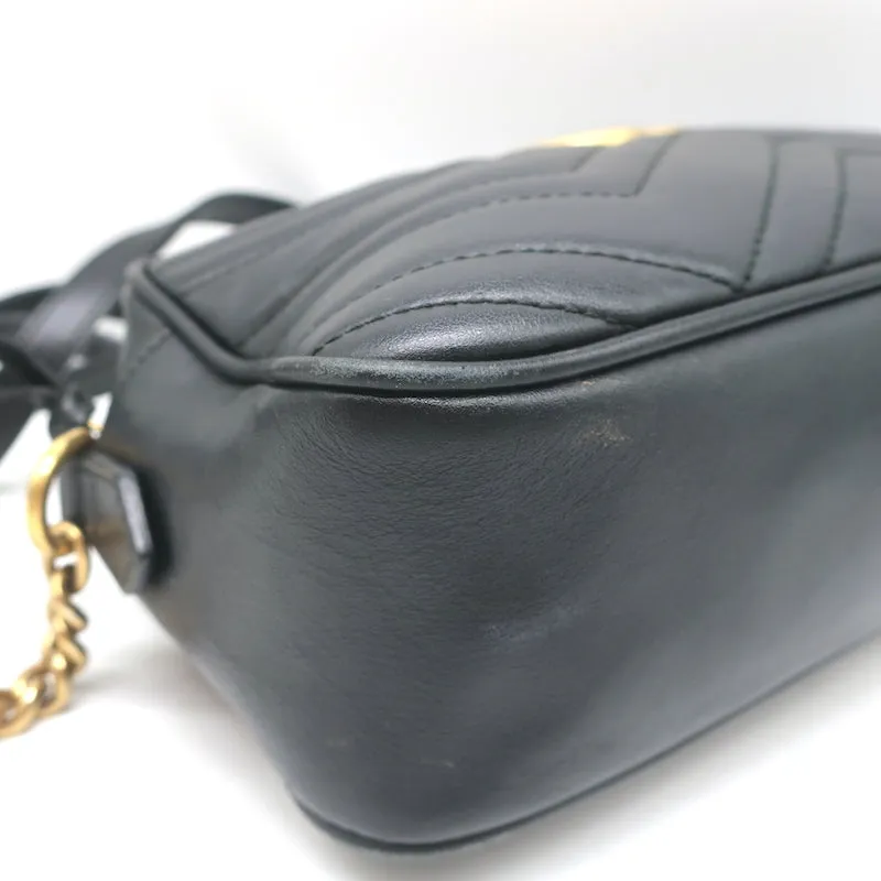 Gucci GG Marmont Small Shoulder Bag Black Matelasse Leather Crossbody