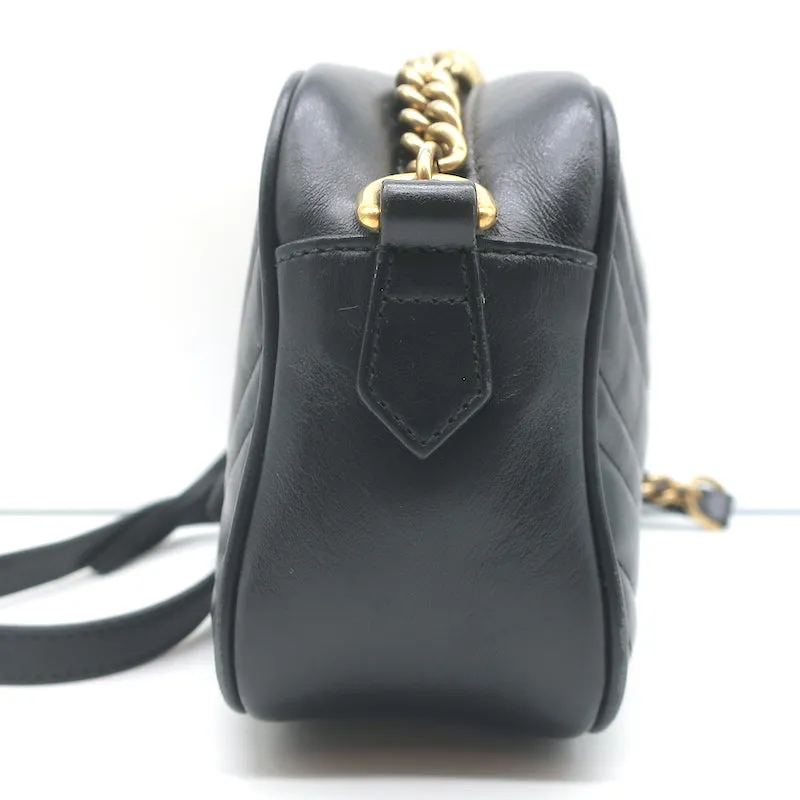 Gucci GG Marmont Small Shoulder Bag Black Matelasse Leather Crossbody