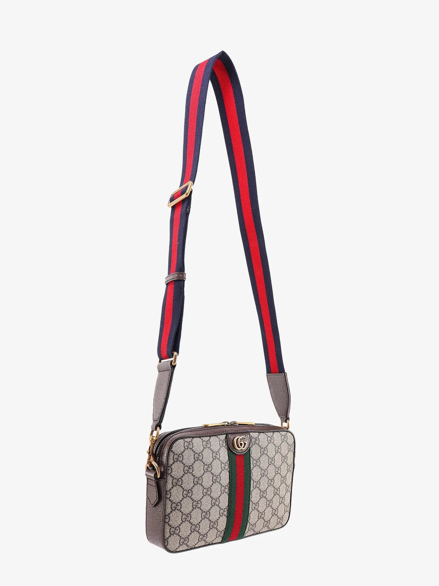 Gucci Gg Supreme Fabric Shoulder Bag With Leather Profiles
