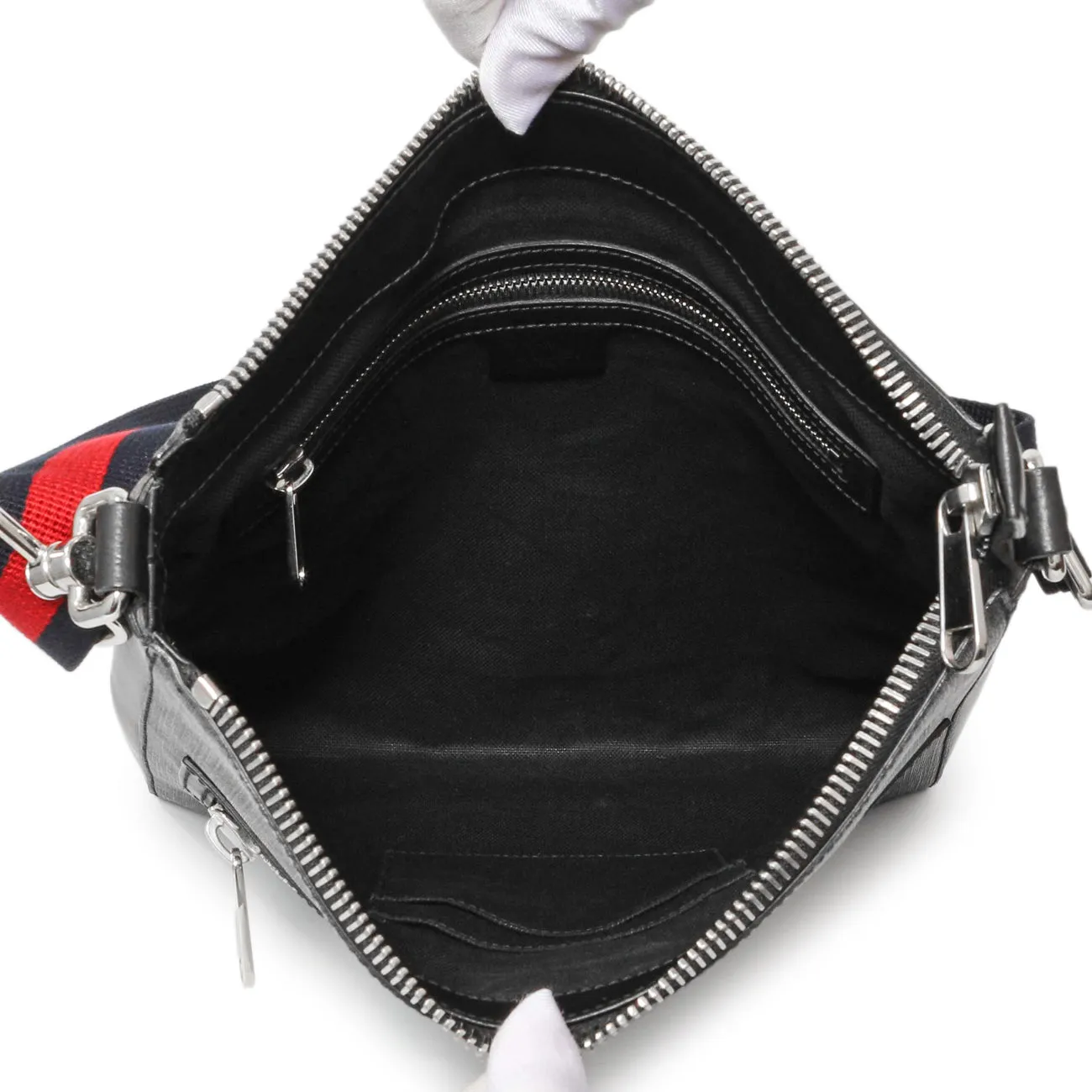 Gucci GG Supreme Monogram Web Flat Messenger Bag