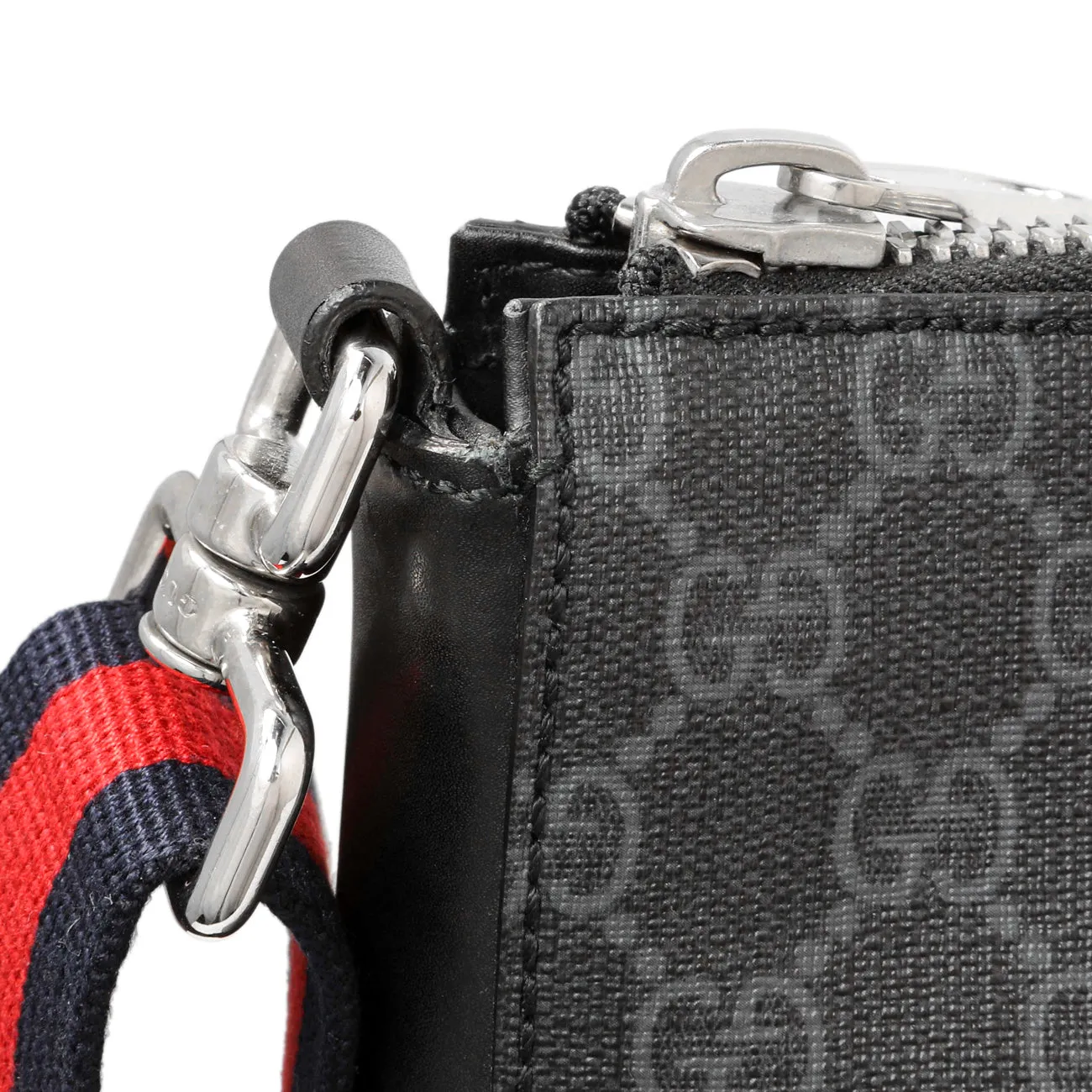 Gucci GG Supreme Monogram Web Flat Messenger Bag