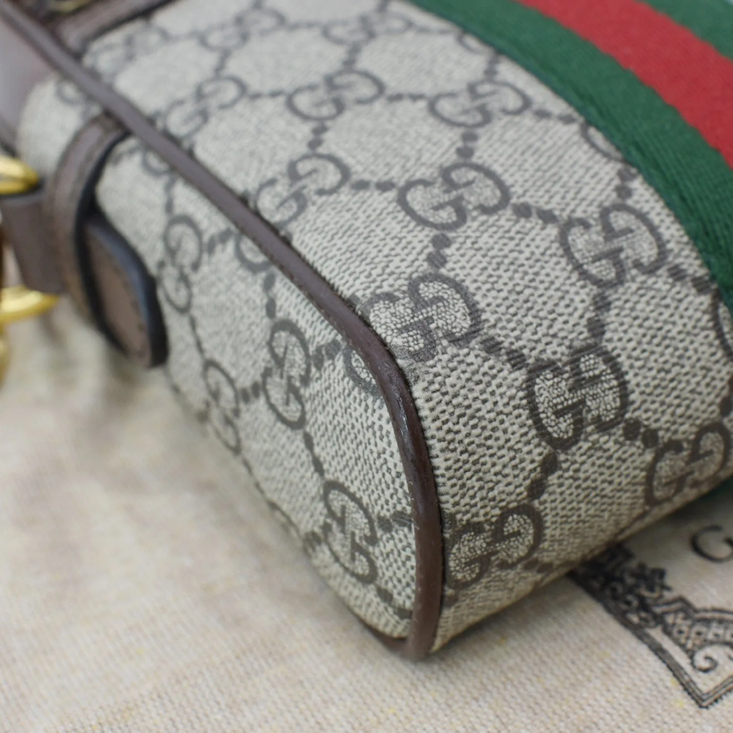 GUCCI Ophidia GG Supreme Canvas Shoulder Bag Beige 598127