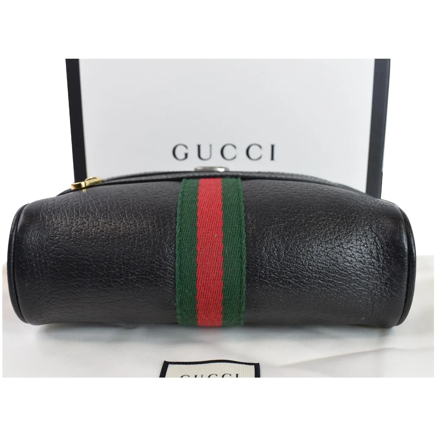 GUCCI Ophidia Mini GG Web Leather Crossbody Bag Black 517350