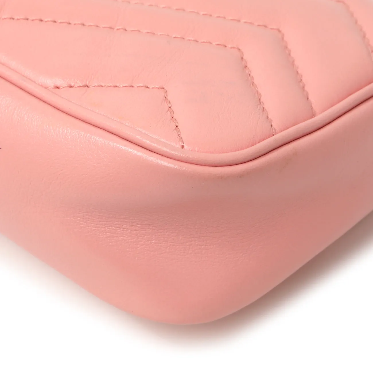 Gucci Pink Calfskin Matelasse Super Mini GG Marmont