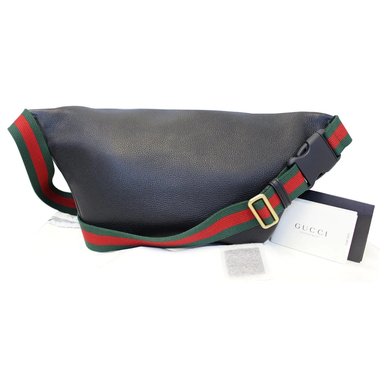GUCCI Print Leather Black Belt Waist Bum Bag 493869