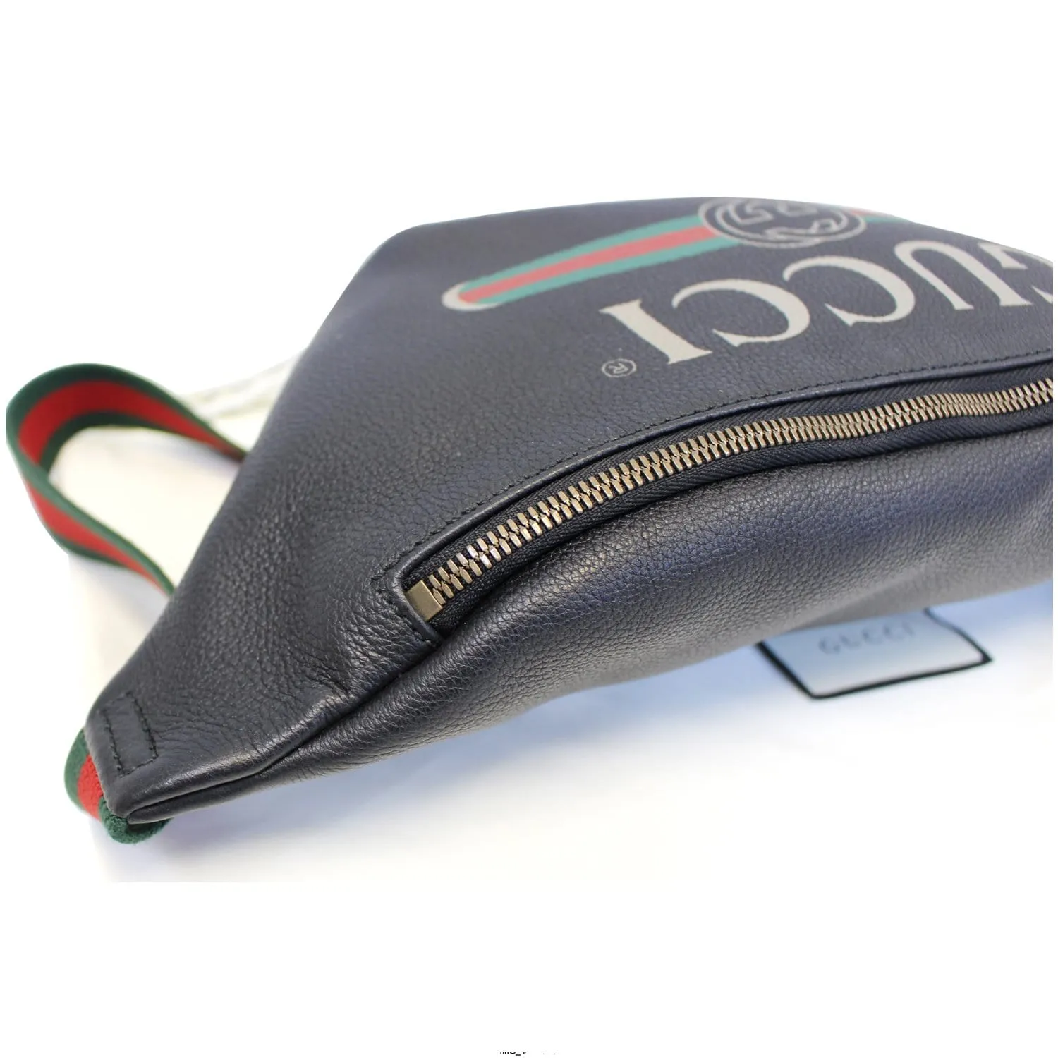 GUCCI Print Leather Black Belt Waist Bum Bag 493869