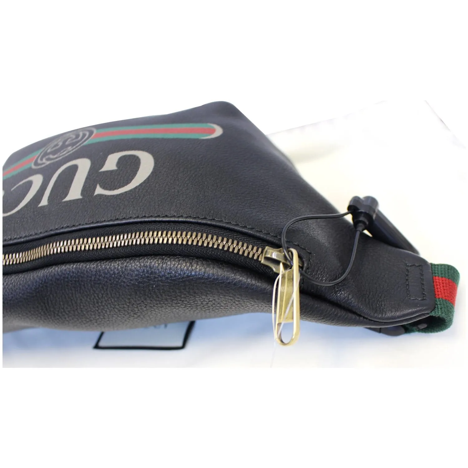 GUCCI Print Leather Black Belt Waist Bum Bag 493869