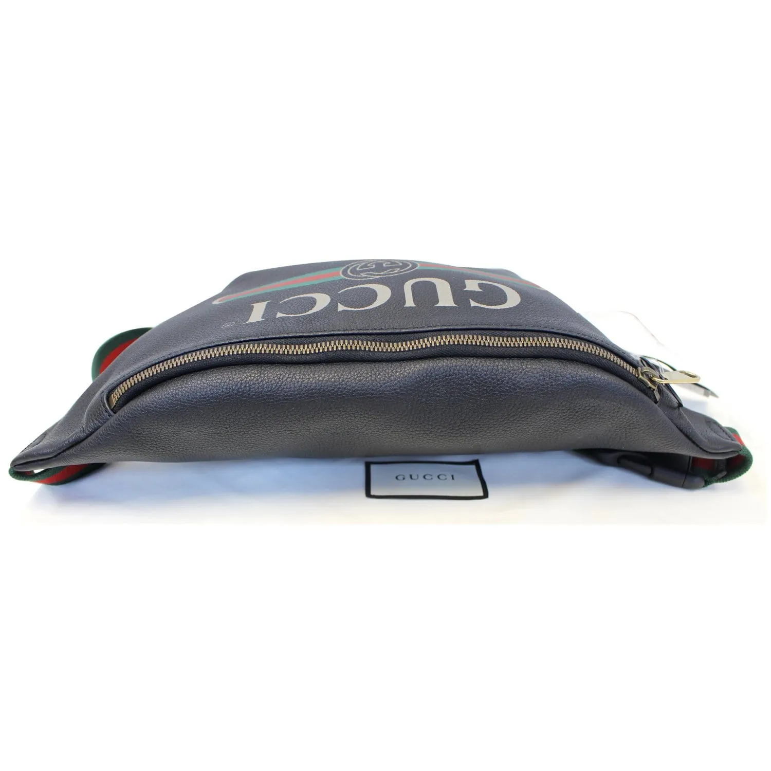 GUCCI Print Leather Black Belt Waist Bum Bag 493869