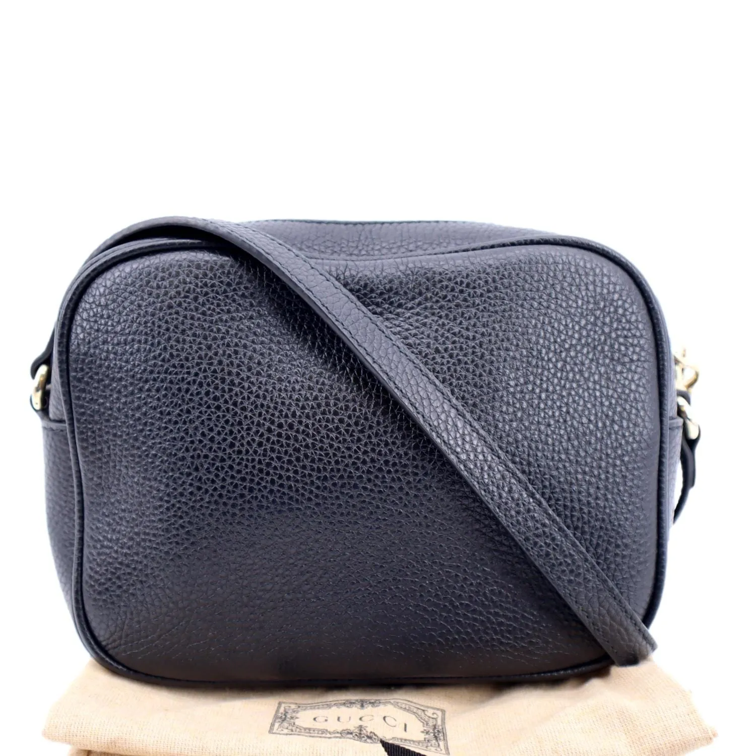 GUCCI Soho Disco Pebbled Leather Crossbody Bag Black 308364