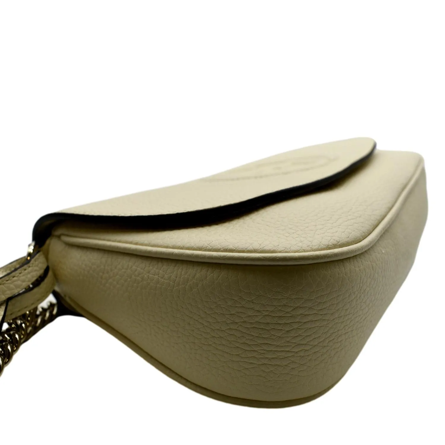 GUCCI Soho GG Flap Leather Chain Shoulder Bag  Ivory 536224