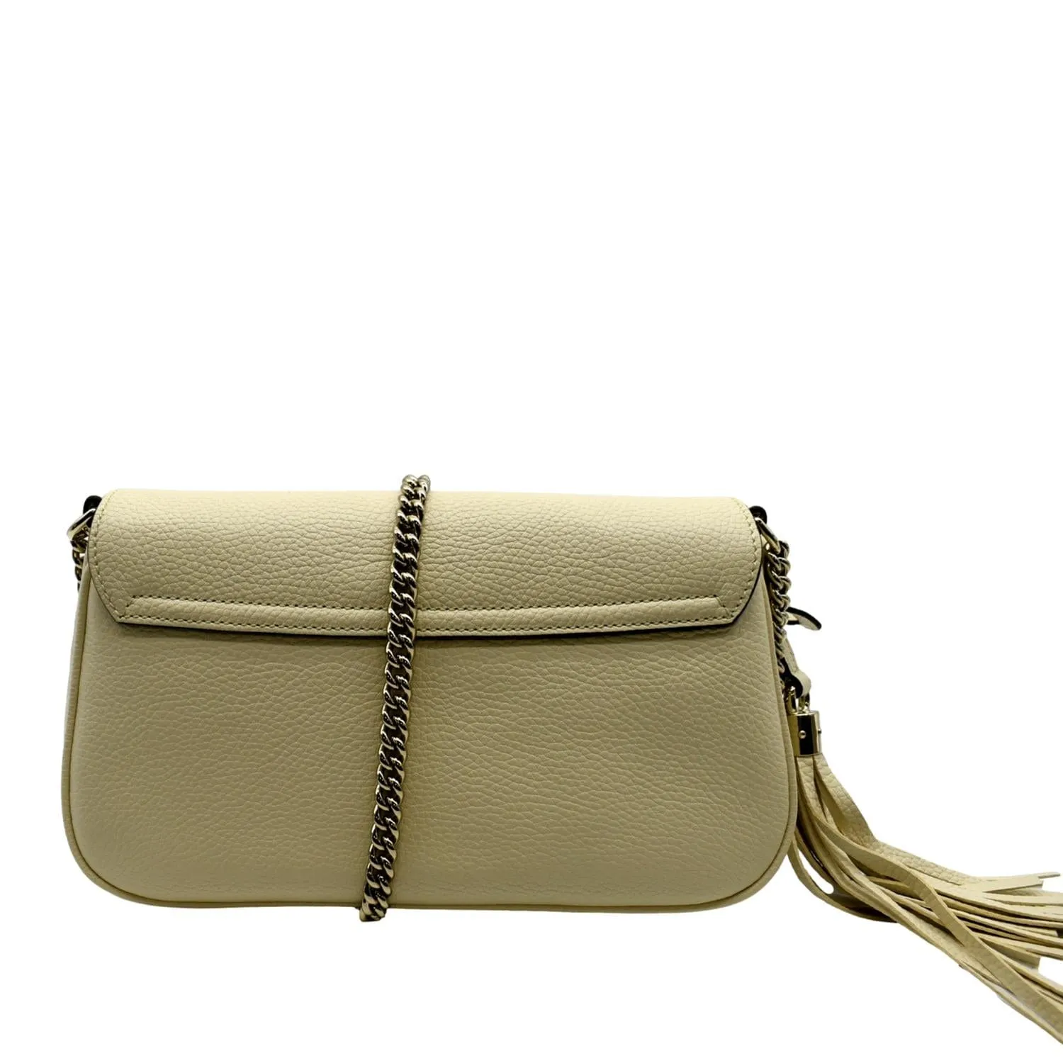 GUCCI Soho GG Flap Leather Chain Shoulder Bag  Ivory 536224