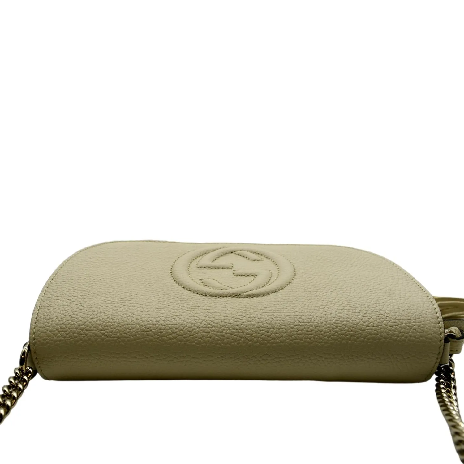 GUCCI Soho GG Flap Leather Chain Shoulder Bag  Ivory 536224