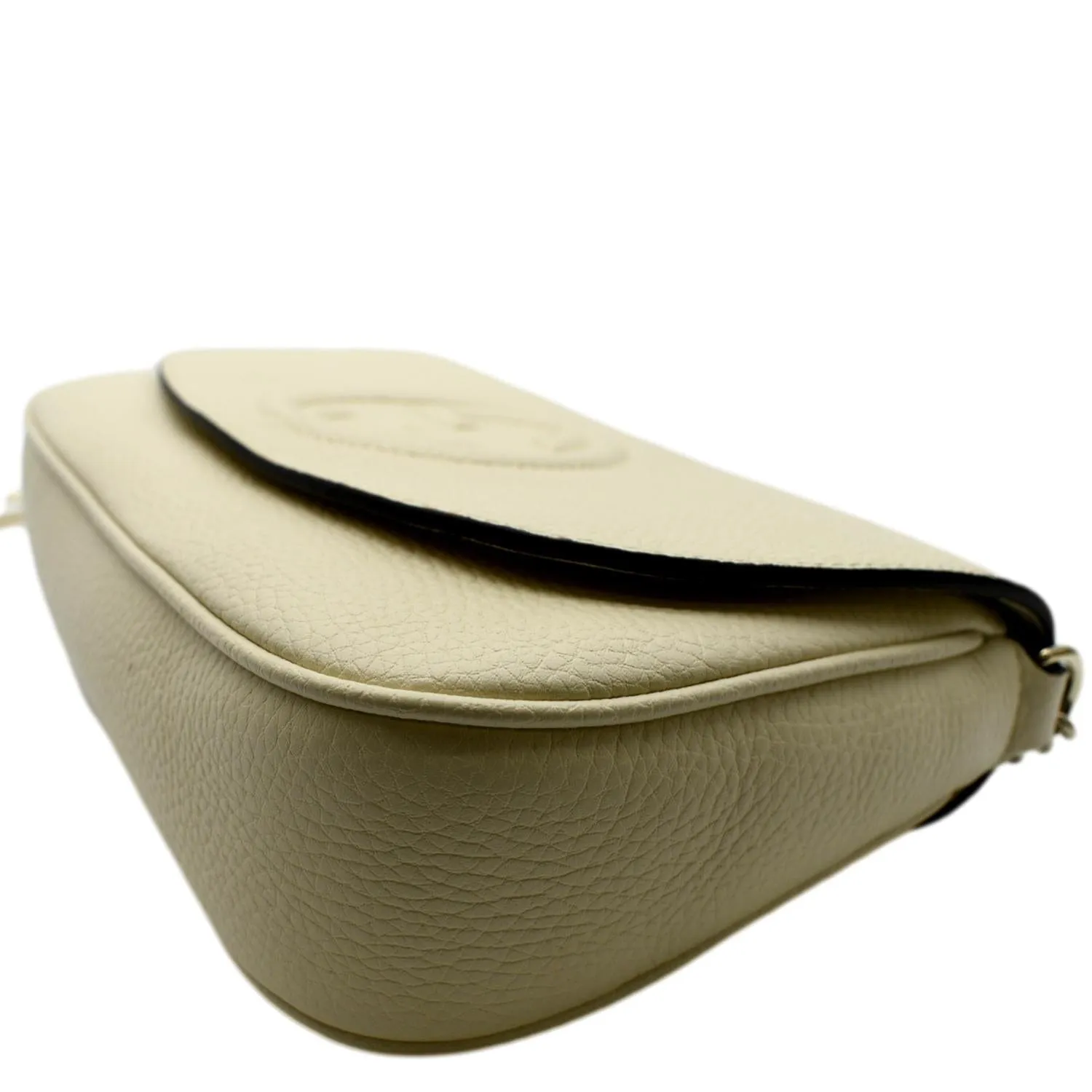 GUCCI Soho GG Flap Leather Chain Shoulder Bag  Ivory 536224