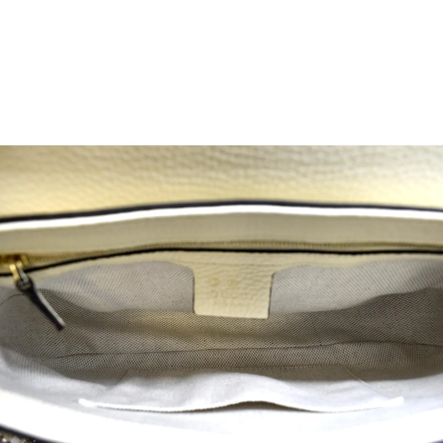 GUCCI Soho GG Flap Leather Chain Shoulder Bag  Ivory 536224