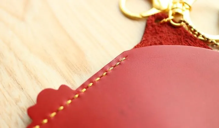 HANDMADE LEATHER CUTE Women Chicken CARD Holder Keychain PERSONALIZED MONOGRAMMED GIFT CUSTOM Wallet Card Holder keyring