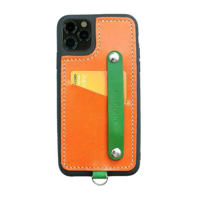 Handmade Orange Leather iPhone 11 Pro Max Case with Card Holder CONTRAST COLOR iPhone 11 Leather Case