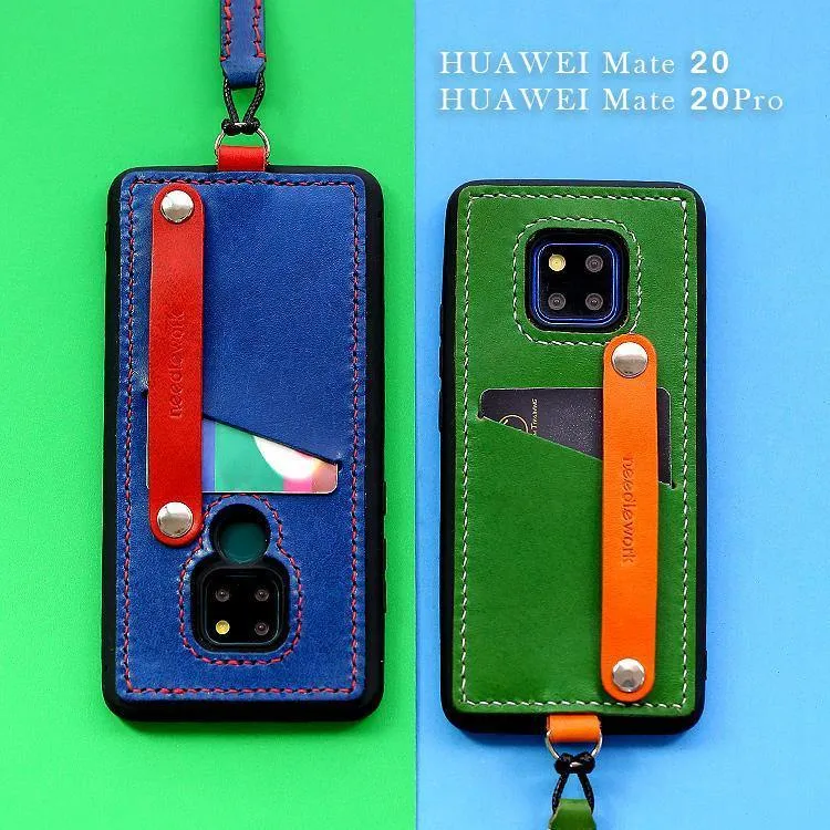 Handmade Red Leather Huawei Mate 20 X Case with Card Holder CONTRAST COLOR Huawei Mate 20 X Leather Case