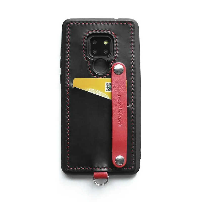 Handmade Red Leather Huawei Mate 20 X Case with Card Holder CONTRAST COLOR Huawei Mate 20 X Leather Case