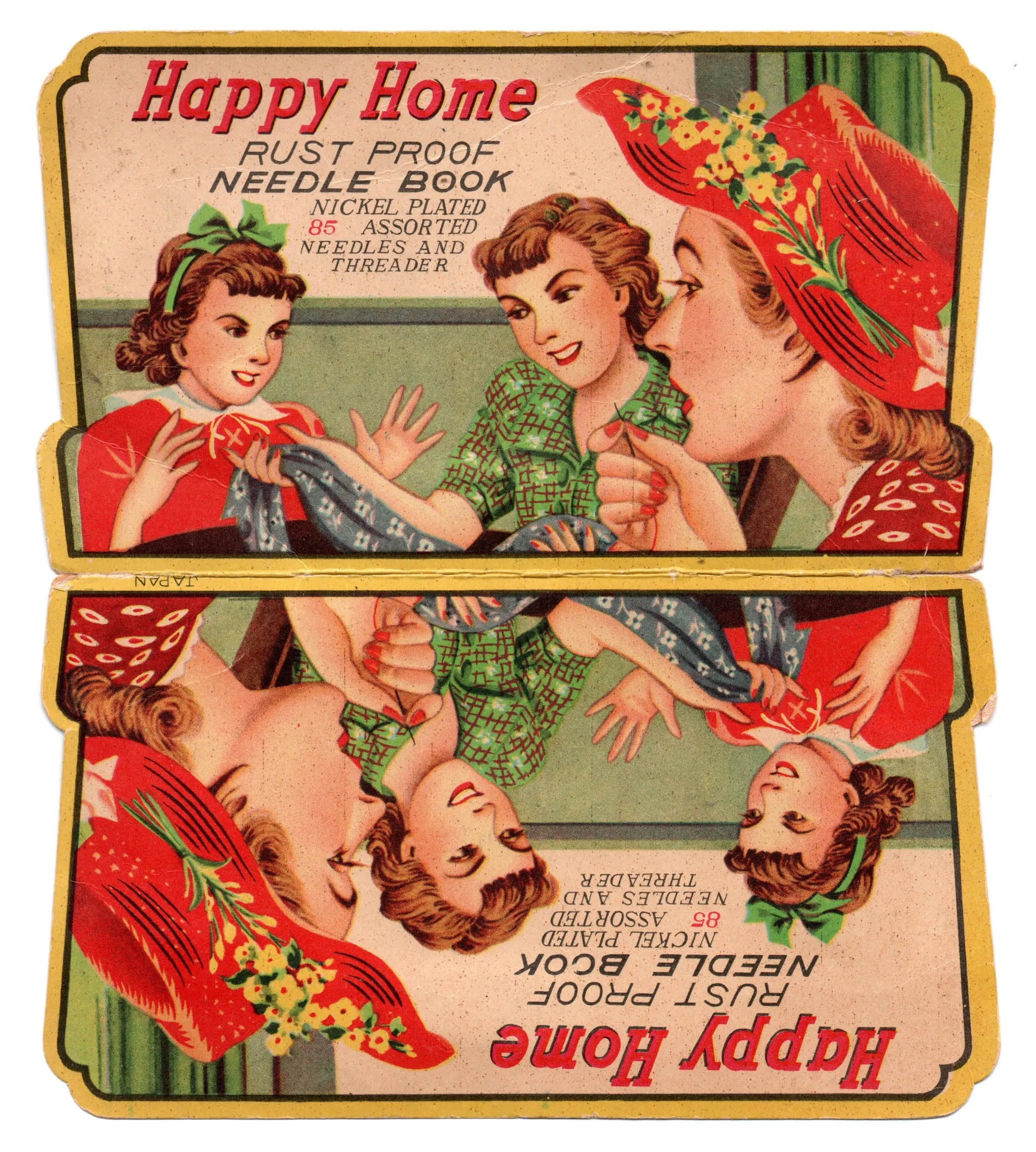 Happy Home Collectable 1950s Vintage Sewing Needle Book with Needles