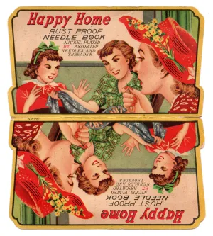 Happy Home Collectable 1950s Vintage Sewing Needle Book with Needles