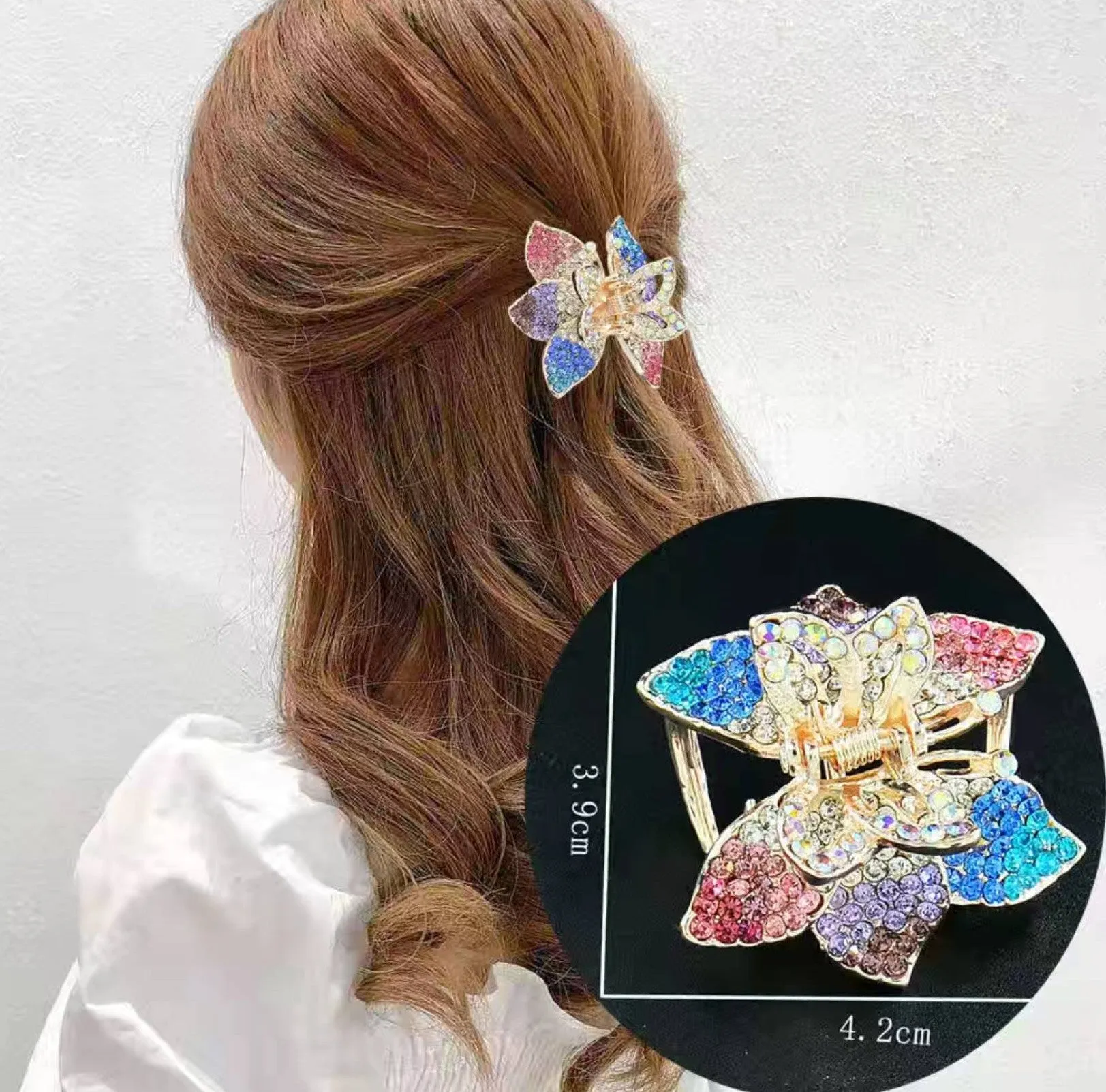 HAPPY000008 HC - B   Midium Butterfly Hair claw  3.7 X 3.7 CM