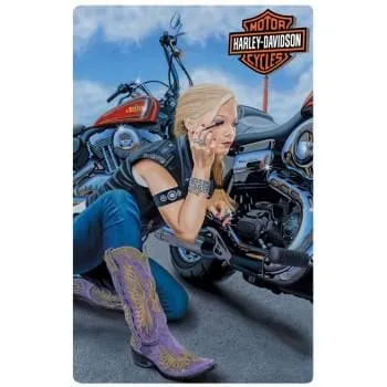 Harley-Davidson® Finishing Touch Motorcycle Girl Embossed Tin Sign 2010911