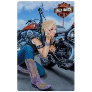 Harley-Davidson® Finishing Touch Motorcycle Girl Embossed Tin Sign 2010911