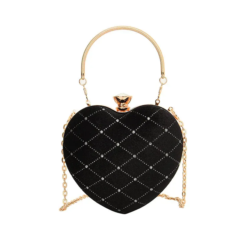 Heart Shape Handbag Womens Red Wedding Purse Evening Party Hand Bags Cute Chain Crossbody Bags Heart Shaped Bag