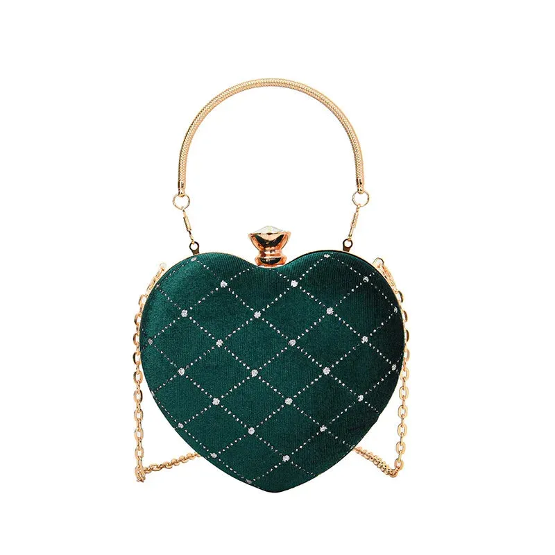 Heart Shape Handbag Womens Red Wedding Purse Evening Party Hand Bags Cute Chain Crossbody Bags Heart Shaped Bag