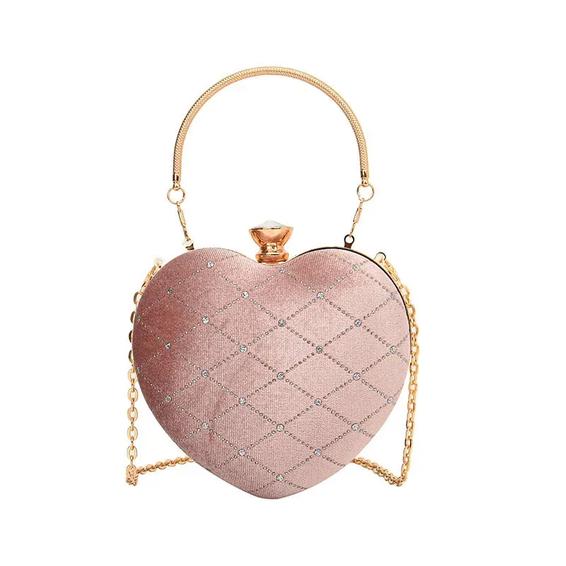 Heart Shape Handbag Womens Red Wedding Purse Evening Party Hand Bags Cute Chain Crossbody Bags Heart Shaped Bag