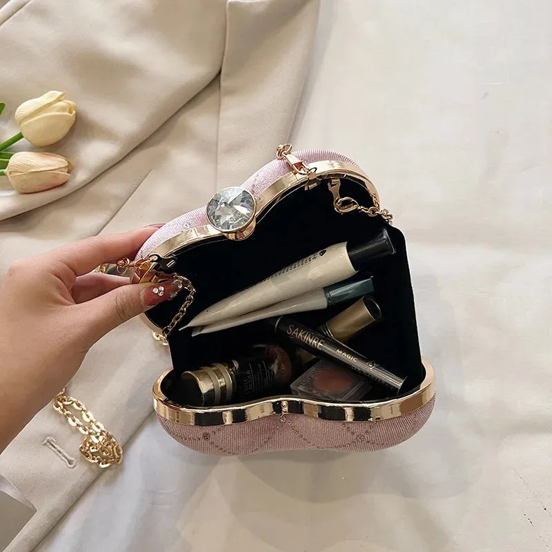 Heart Shape Handbag Womens Red Wedding Purse Evening Party Hand Bags Cute Chain Crossbody Bags Heart Shaped Bag
