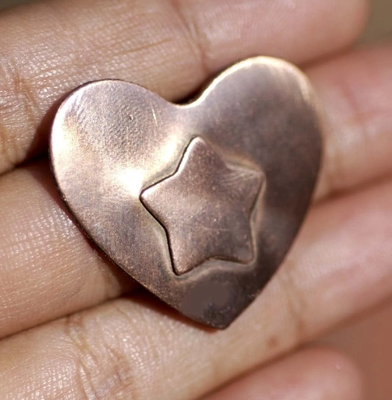 Heart shapes with Star Embossed on Heart Blank Cutout for Enameling Stamping Texturing Metalworking Jewelry Making Blanks