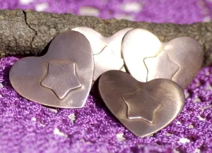 Heart shapes with Star Embossed on Heart Blank Cutout for Enameling Stamping Texturing Metalworking Jewelry Making Blanks