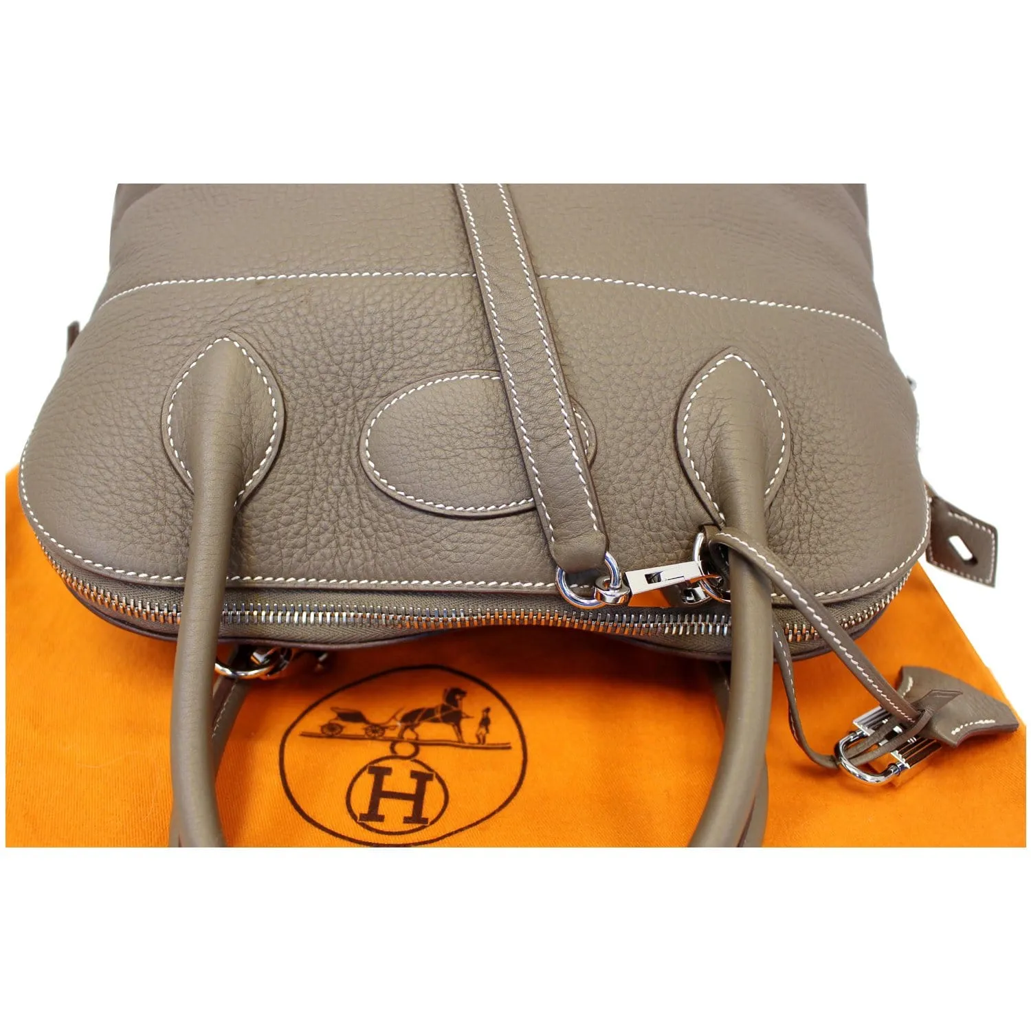 HERMES Bolide 31 Taurillon Clemence Leather Shoulder Bag Etoupe