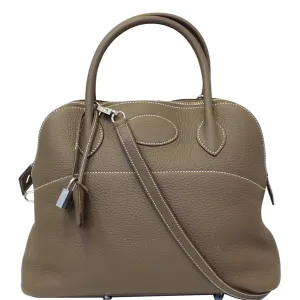 HERMES Bolide 31 Taurillon Clemence Leather Shoulder Bag Etoupe