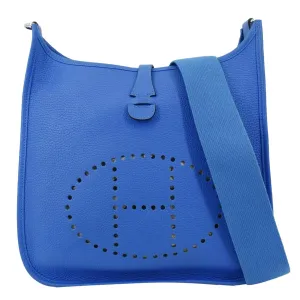 HERMES Evelyne III 29 Taurillon Leather Crossbody Bag Blue