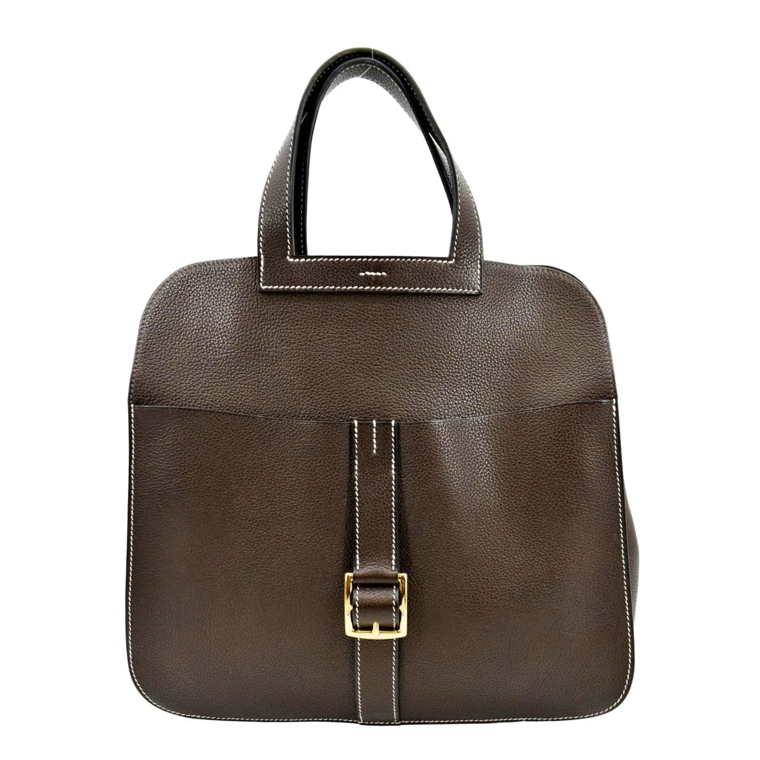 HERMES Halzan 31 Clemence Leather Crossbody Bag Etoupe