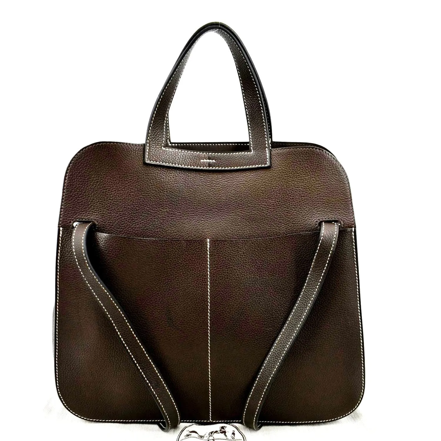 HERMES Halzan 31 Clemence Leather Crossbody Bag Etoupe
